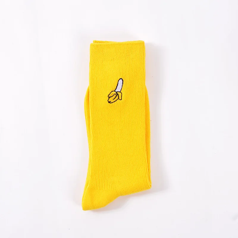 Милые кавайные носки для девочек с мультипликационным принтом «фрукты», «авокадо», «банан», «вишня», «персик», «Харадзюку», забавные носки с вышивкой