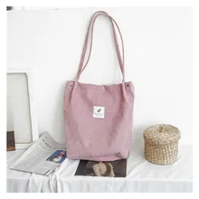 Корейская женская сумка через плечо, Студенческая сумка из ткани, Большая вместительная сумка, Вельветовая сумка для покупок