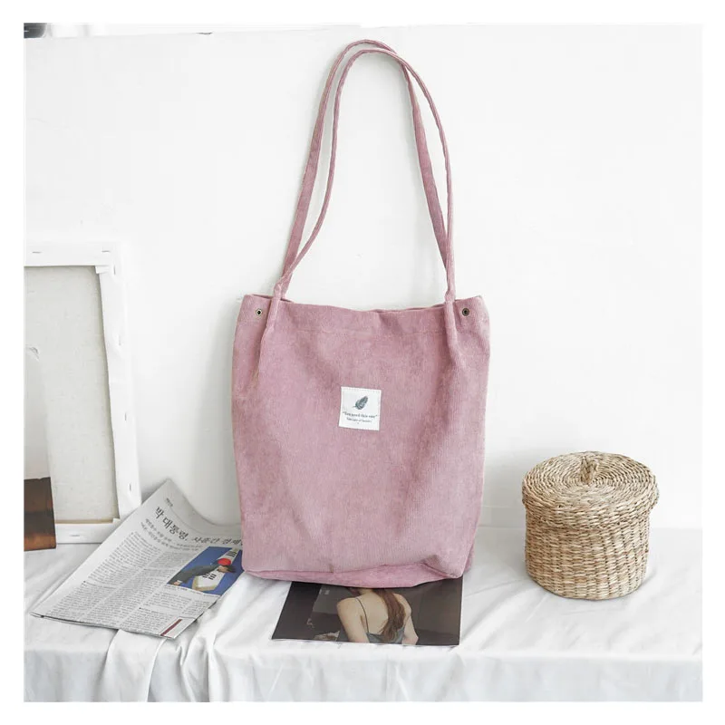 Online Bolso de hombro coreano para mujer bolso de tela para estudiantes literarios bolso de gran capacidad bolso de compras de pana