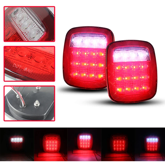 For 1987-1995 Jeep Wrangler Yj / 1997-2006 Wrangler Tj Red Rear Tail Lights  Set Free Shipping - Car Headlight Assembly - AliExpress