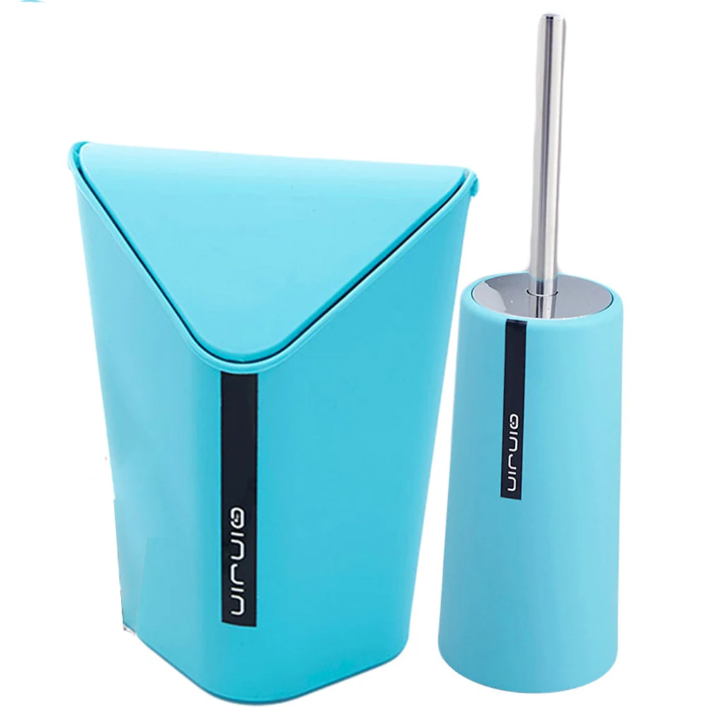 

Modern Triangular Closed Toilet Brush Holder Scrubber&Trash Bin Can with Swing Lid Sets for Bathroom,Toilet Bowl Cleaner Durable
