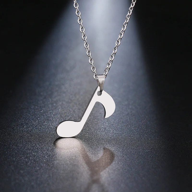 DOTIFI, ожерелье из нержавеющей стали для женщин, для влюбленных, золото и серебро, тонкая Музыкальная нота, подвеска, ожерелье, обручальное ювелирное изделие - Окраска металла: Silver