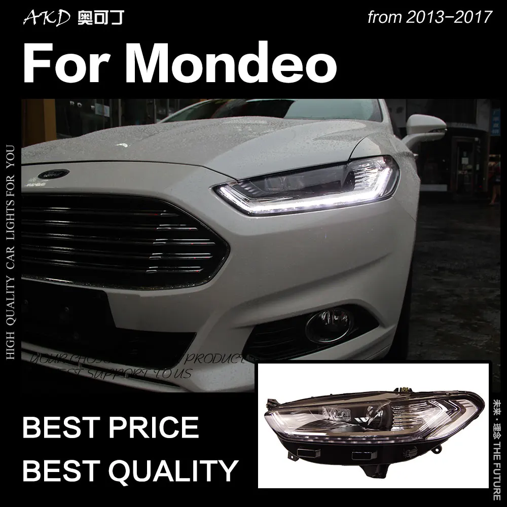  AKD Car Styling for Ford Fusion Headlight 2013-2017 Mondeo LED Head Lamp H7 D2H Hid Dynamic Signal  - 32853497284