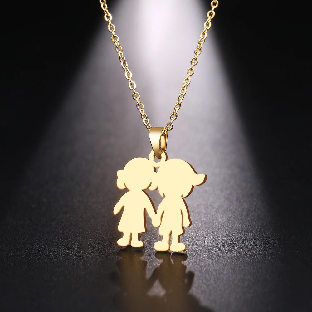 

DOTIFI Stainless Steel Necklace For Women Lovers Couple Gold And Silver Color Pendant Necklaces Engagement Jewelry