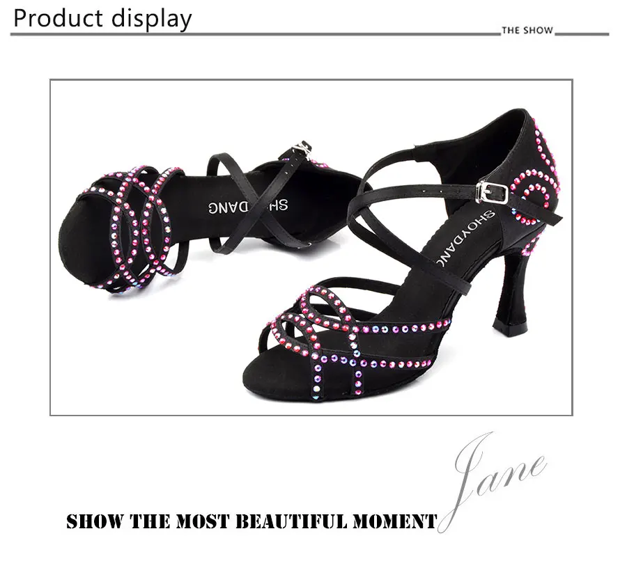 SHOYDANC zapatos de baile latino mujer; обувь для латинских танцев; женская обувь из шелкового атласа; профессиональная обувь для сальсы; стразы; обувь для танцев