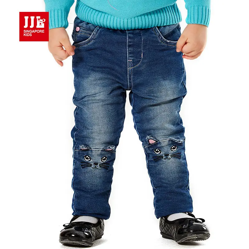 baby jeans cute cat knee kids ripped jeans baby girls pants kids