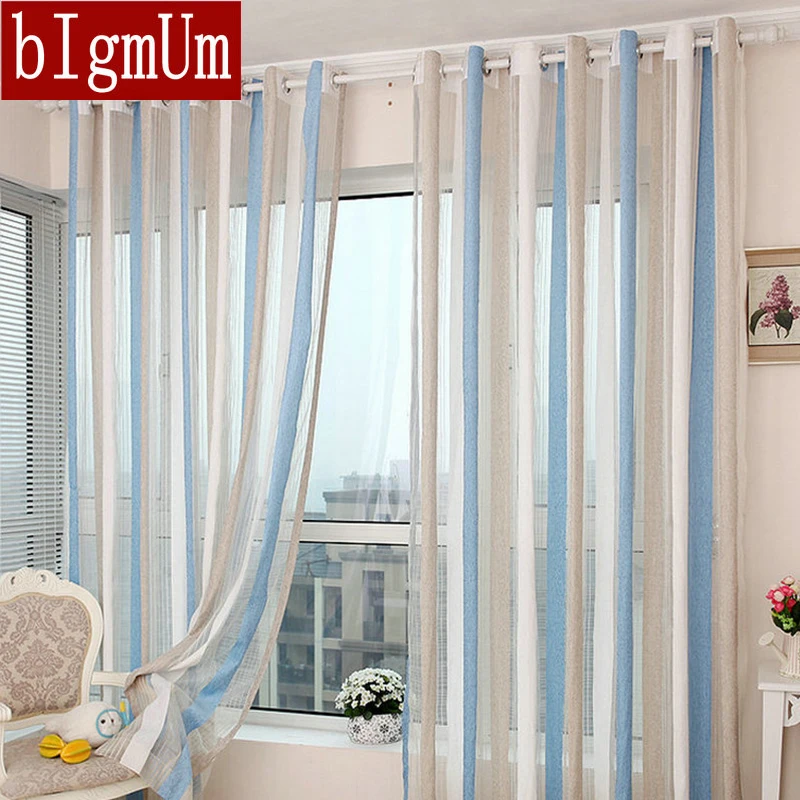 

Chenille Voile Modern Simple Vertical Striped Window Panel for Living Room Transparent Tulle Kitchen Balcon Curtains no Beads
