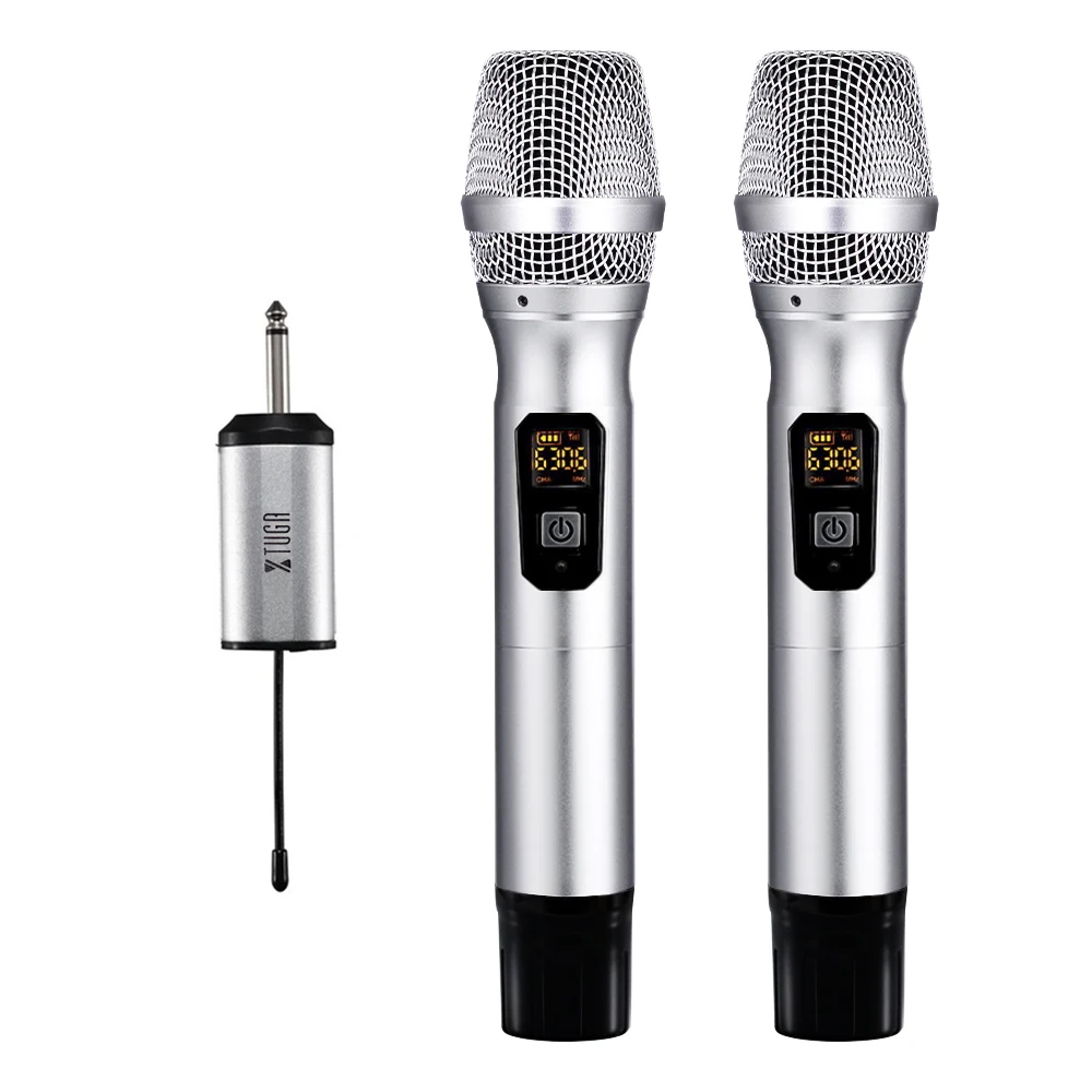 

XTUGA 25 Channel UHF Wireless Microphone Dual Microphone with Mini Potable Receiver 1/4" Output