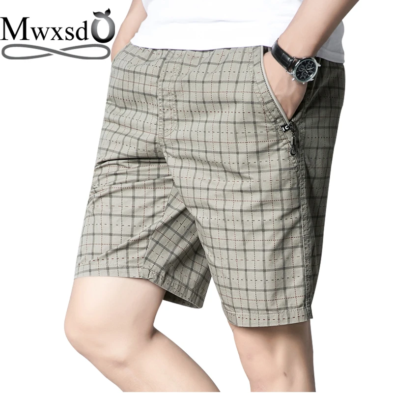 Mens cotton plaid shorts Clearance
