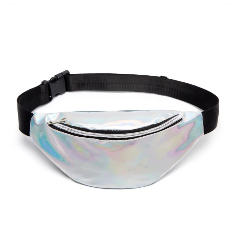  AIREEBAY holographic waist bags women silver Pink Fanny Pack woman belt geometric bag black waist l - 33033091113