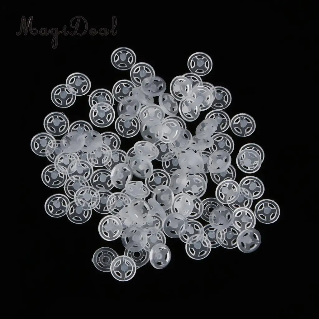 MagiDeal 50Sets 7mm Rubber Clear Invisible Snap Fasteners Press Studs for Dolls Clothes DIY Making Mini Buckle Snap Knot Button