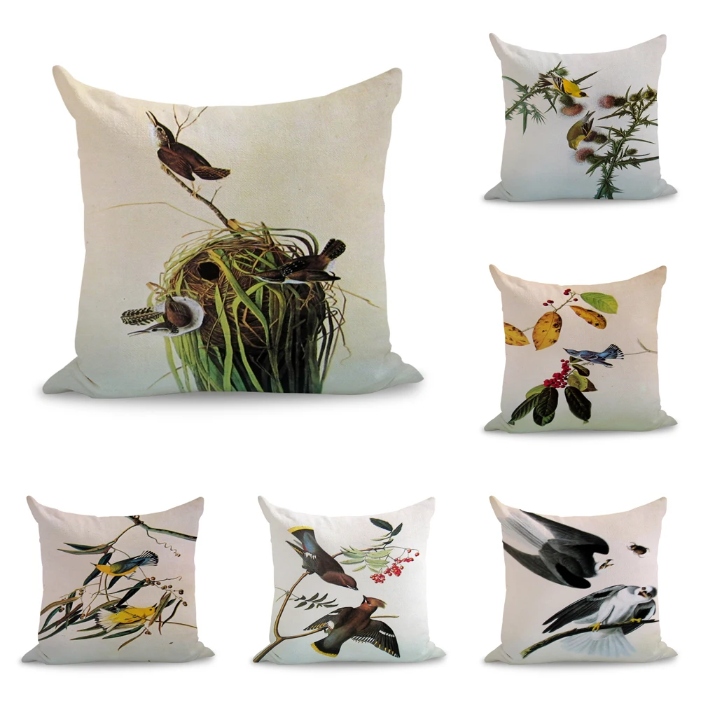 Broderie Crewel Vintage, Motif Oiseau Dans Nid, église Et Saule, Vert, 13,75 X 9,85 Pouces