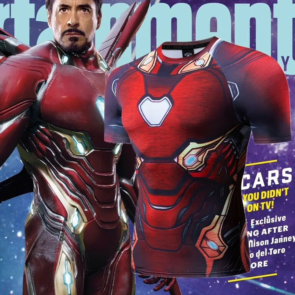

High Quality Hot-selling Fitness Gym Bodybuilding O-Neck Polyester TShirt 3D Marvel Avengers Endgame Iron Man T Shirt Men