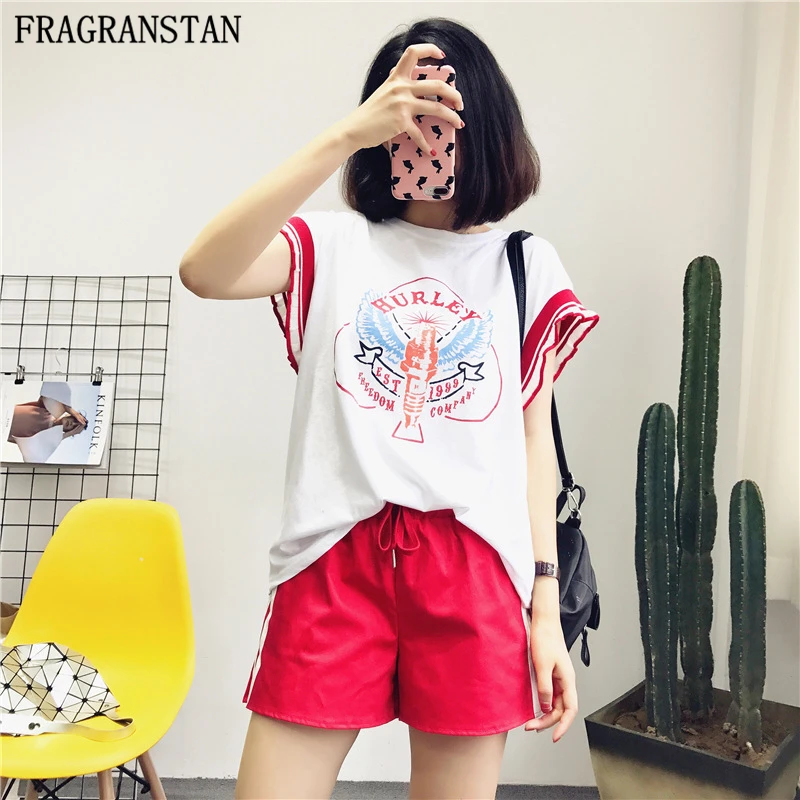 

2019 Summer New Cotton Women T-shirt Elegant Letter Print Knitted Top Female Sweet Loose Plus Size High Quality Tshirts LY448