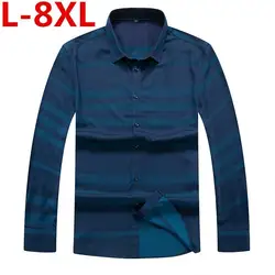 Высокого качества Для мужчин s Бизнес Повседневное футболки с длинными рукавами Для мужчин 8XL7XL плюс Размеры рубашка Классический