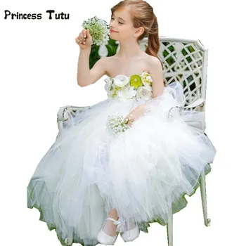 

Flower Girl Dresses White Wedding Gowns Baby Girls Tulle Tutu Dress For Kids Pageant Party Costumes For Children Princess Dress