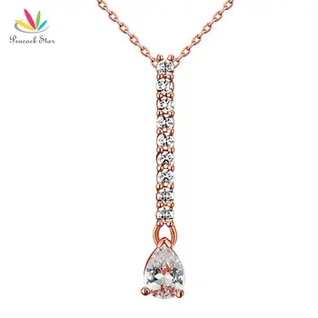 

Peacock Star 1 Carat Pear Cut Cubic Zirconia Solid 925 Sterling Silver Rose Gold Color Pendant Jewelry CFN8002