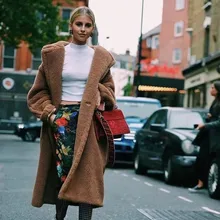 Плюшевый мишка пальто зимнее теплое меховое пальто куртка флисовая женская куртка из искусственного меха средней длины Женская шерстяная длинная уличная