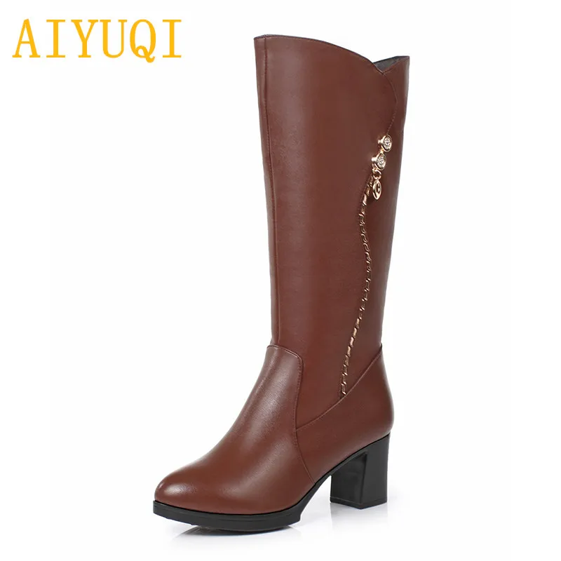 

AIYUQI Winter boots women fashion snow boots 2019 new genuine leather women dress boots,big size 41 42 thicken wool boots women