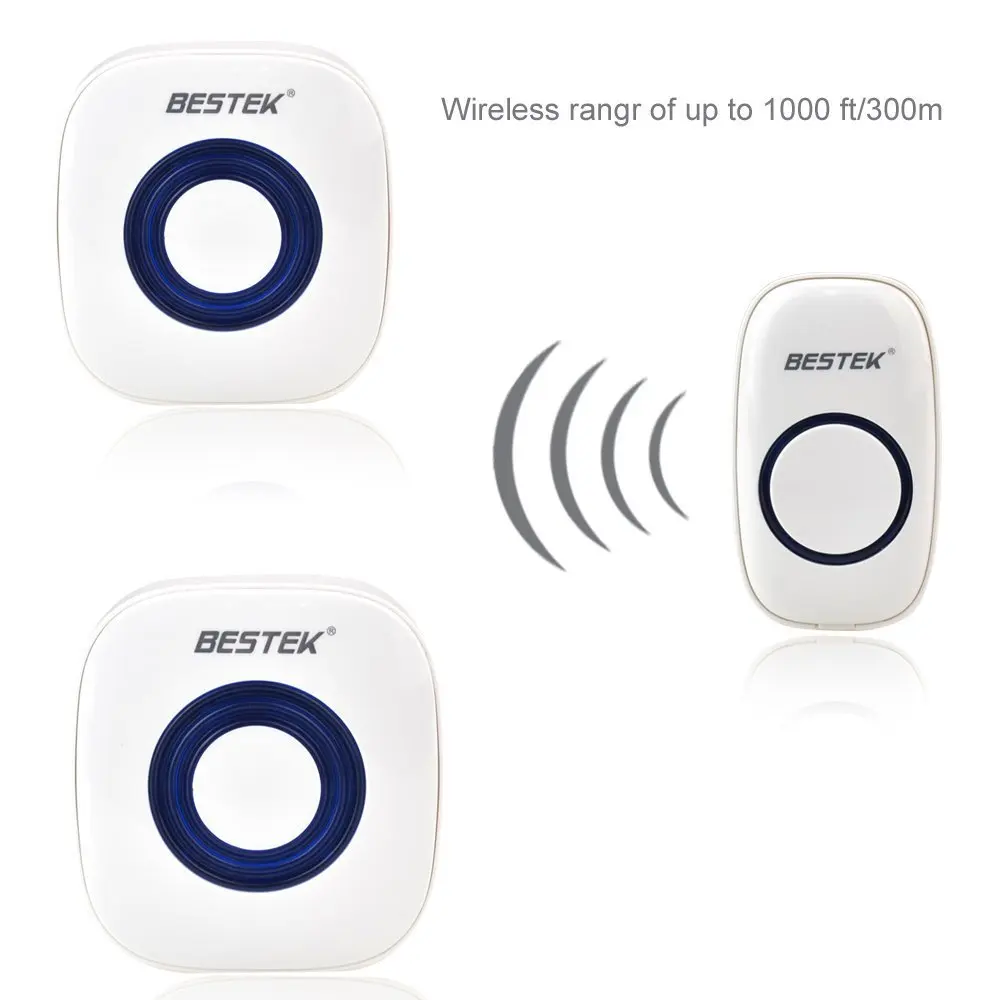 BESTEK Door Bell Wireless Doorbell 2 Receivers 300m/1000ft Range