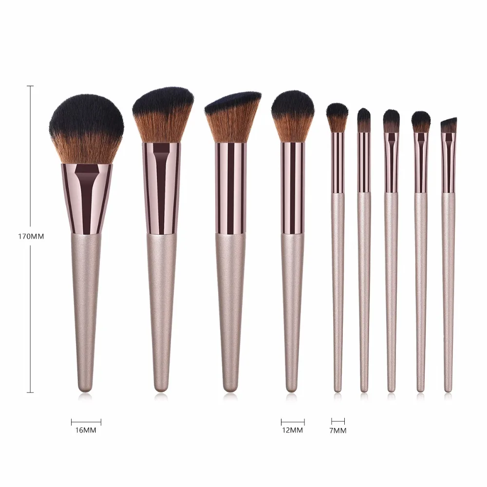 ENNKE 9Pcs Professional Makeup Brush Set Soft Nylon Fiber Eyeshadow Powder Foundation Concealer Brush Make Up Cosmetic Tool