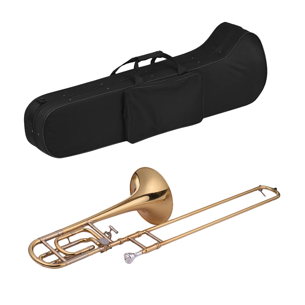 

Muslady Trombone Intermediate Bb Flat Tenor Slide Trombone with F Attachment with Mouthpiece Carry Case Gloves Cleaning Cloth