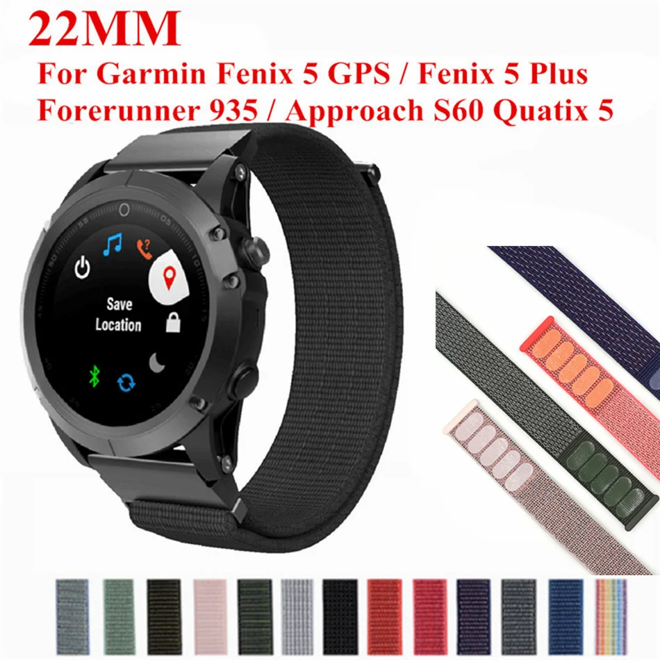 22 мм нейлон Velcro Quick fit ремешок для Garmin Fenix 5/x5plus/Forerunner 935/Focus S60/быстрая регулировка часов ремешок для часов