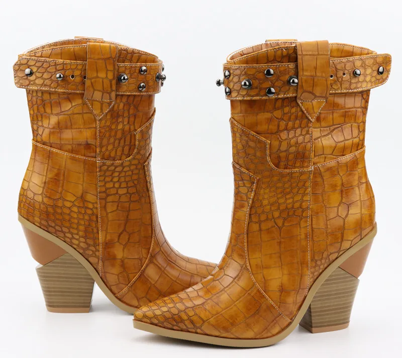 MORAZORA/ г., новые женские ботинки ковбойские ботинки с острым носком на высоком толстом каблуке женские ботильоны из высококачественной искусственной кожи