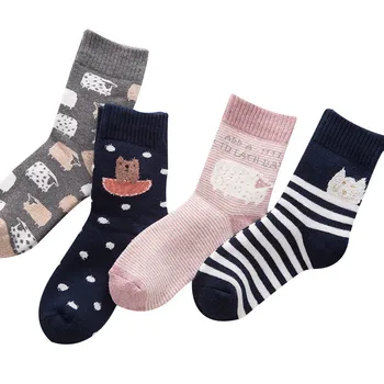 

Winter Socks Women Cotton Thick Keep Warm Cartoon Print Mid Socks Breathable Soft Cosy Ladies Sleep Socks Casual