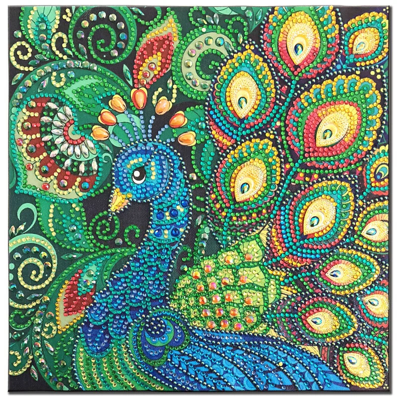 

RUBOS DIY 5D Diamond Embroidery Peacock Green Bird Animal Diamond Painting Crystal Partial 3D beadwork Craft New Sale Art Decor
