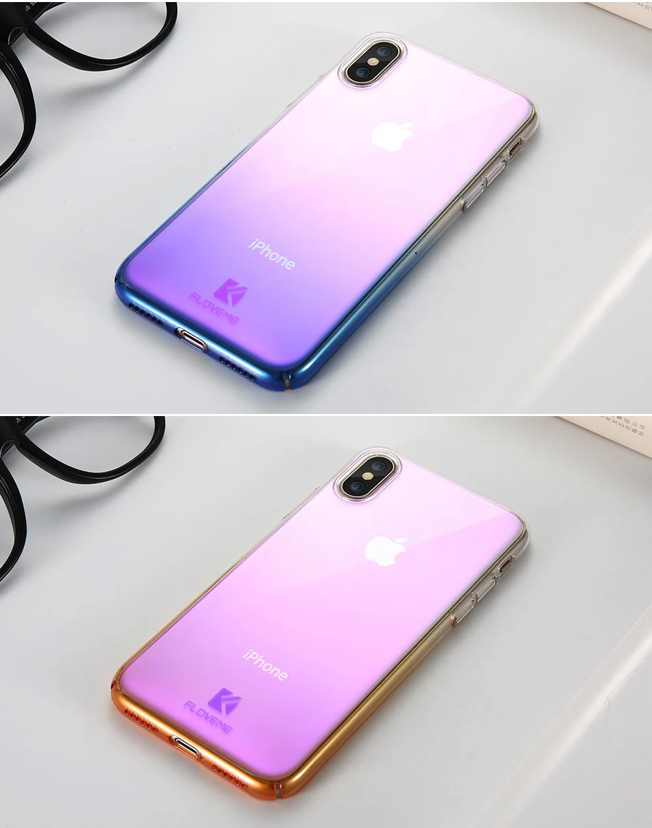 New Floveme Чехол для мобильного телефона iPhone X 8 7 6S 6 plus холодный Градиент Blue Ray PC прозрачная задняя крышка телефона Интимные аксессуары Капа чехол на айфон X 7 8 Plus чехол на айфон 6s 6 6 S Plus