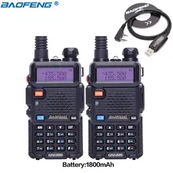 2 шт. BaoFeng UV-5R рация VHF/UHF136-174 и 400-520 мГц Dual Band двухстороннее радио Baofeng ручной UV5R CB Портативный радио и кабель