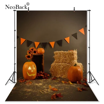 

NeoBridal 5x7ft New Born baby Halloween Photo background Pumpkin Straw Flag Background Halloween Studio Photo Backdrops P2506