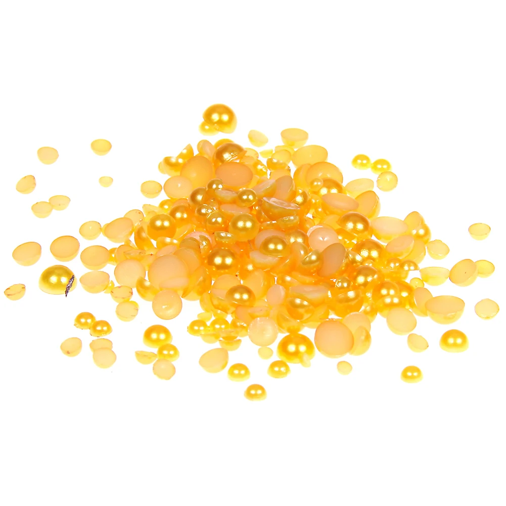 

Half Round Craft Pearls Gold Color 1.5-14mm Flatback Imitation Non Hotfix Resin Beads For Scrapbooking IY Nails Art Accessories