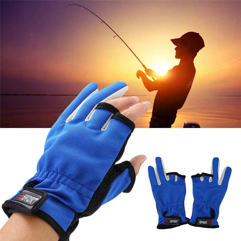 

Unisex Breathable Hand Guard UV Protection Non-slip Three Cut Finger Gloves for Outdoor Fishing