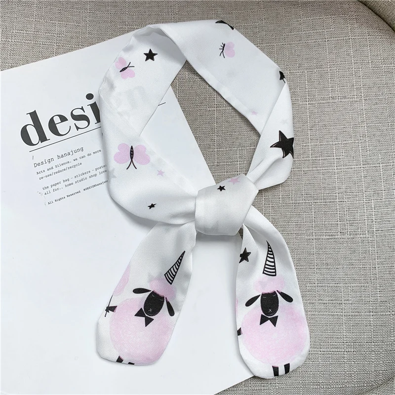 Long Silk Scarf Bag Tie Lady Neck Skinny Scarves Hairband Foulard Horse Print Brand Lady Neckerchief Ribbon 2025 Spring New 2