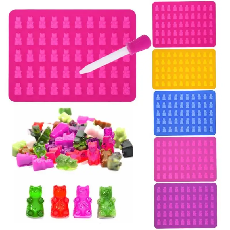 

50 Cavity Gummy Bear Mould Shapes Candy Chocolate Baking Mold Silicone Cake Mold Soap Ice Party Wedding Decorating Tool