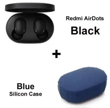 Оригинальные наушники Xiaomi Redmi AirDots, настоящие беспроводные наушники TWS 5,0, bluetooth, DSP, активное шумоподавление, Прямая поставка - Цвет: Black and blue case