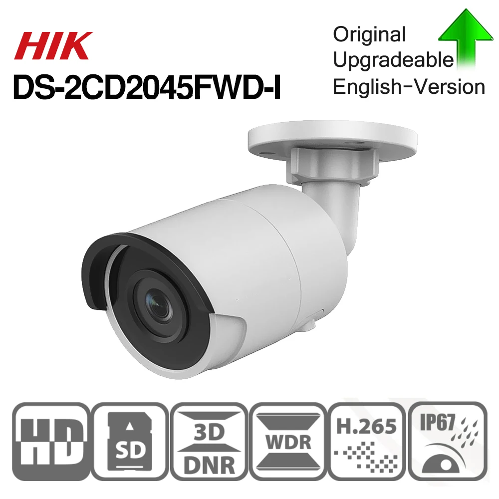 Hikvision DS-2CD2045FWD-I POE камера видеонаблюдения 4MP ИК Сетевая купольная камера 30 м IR IP67 H.265+ слот для карты SD