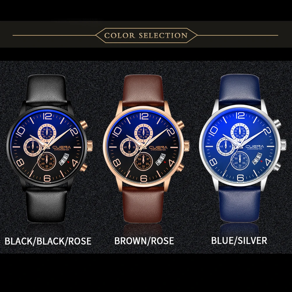 Buy Men Business Genuine Leather Sub Dials Glow in