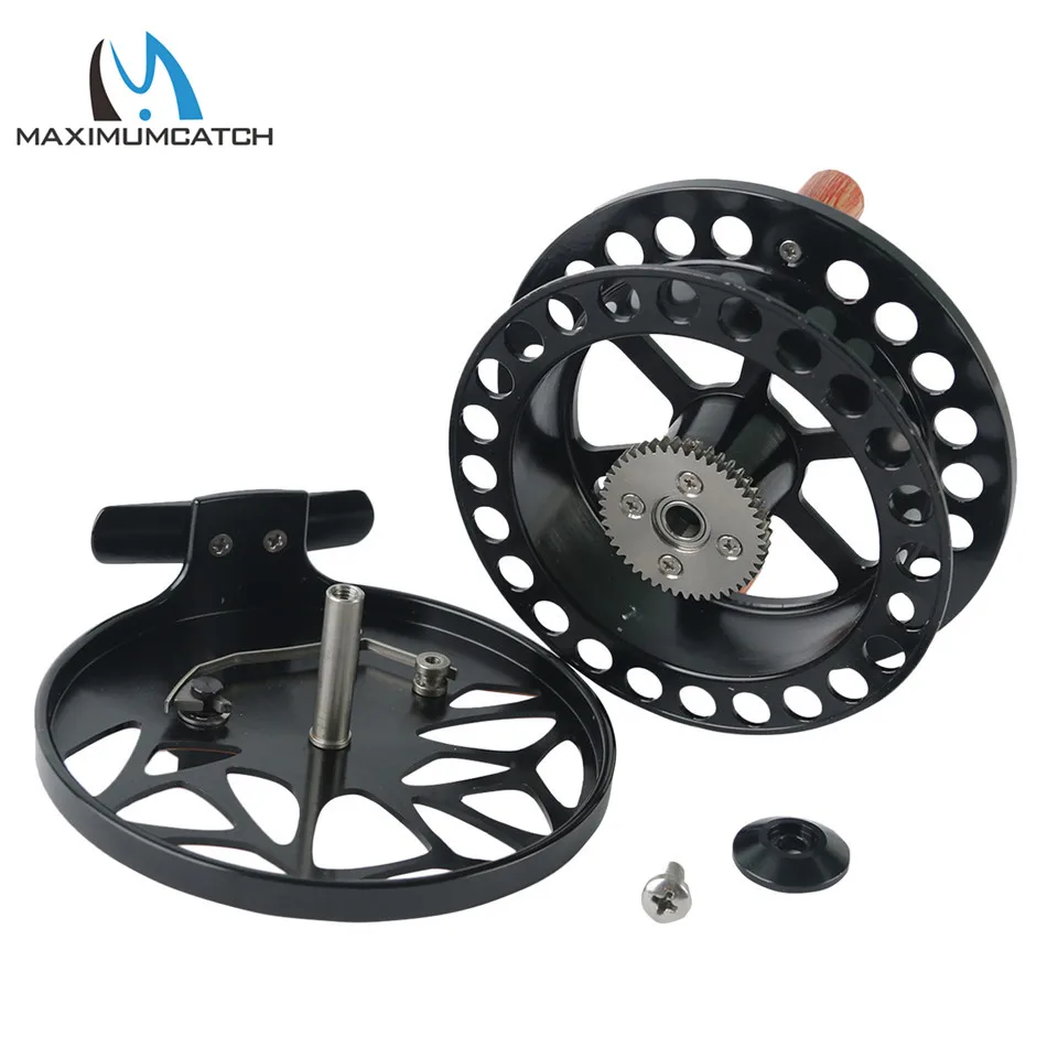Maximumcatch Center Pin Floating Fishing Reel Aluminum 6061-T6 Fly Fishing  Reel Silver Black Color