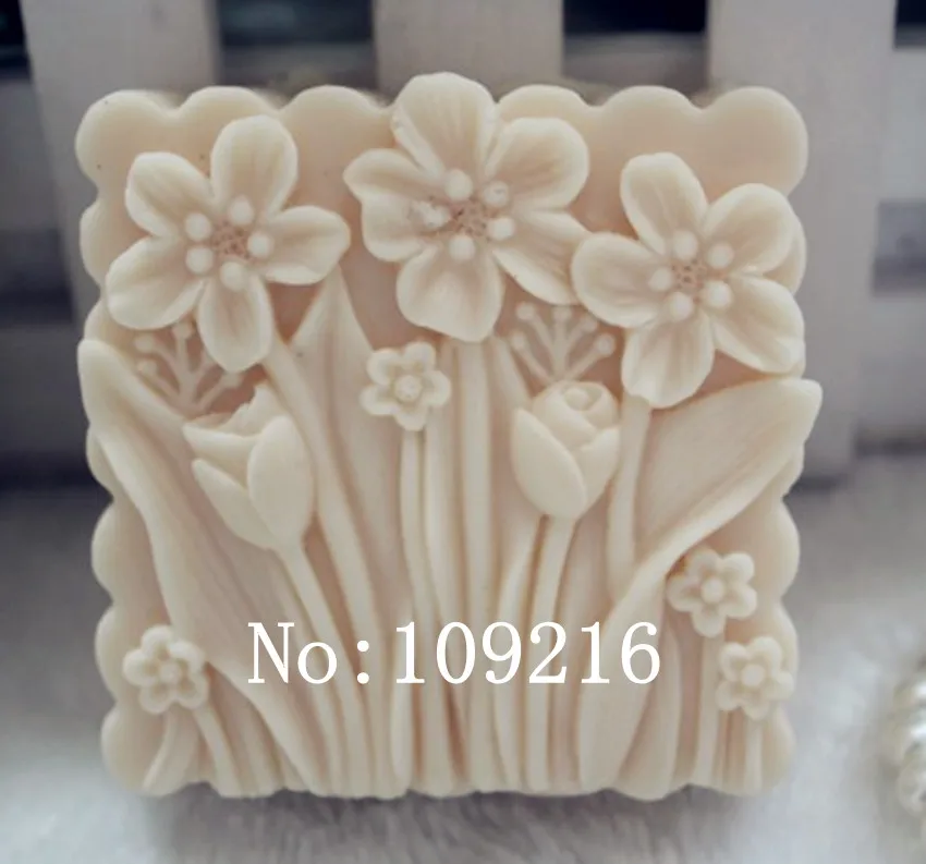 

wholesale!!1pcs Square Flowers (zx70) Silicone Handmade Soap Mold Crafts DIY Mould