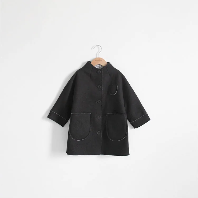 black fleece long girls coats for kids winter 2017 cotton jackets baby big girl tops clothing children mandarin collar coat girl (7)