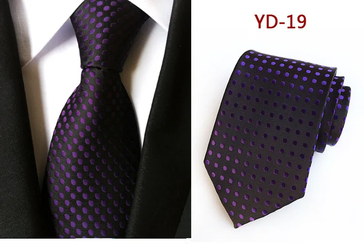 Новинка, классический мужской галстук 8 см, шелк, роскошный однотонный клетчатый галстук в горошек, бизнес галстук для мужчин, галстук для свадебной вечеринки