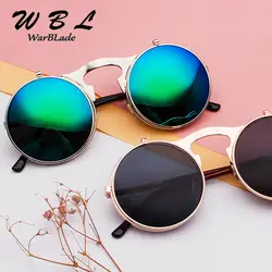 WarBLade винтажные женские солнцезащитные очки в стиле стимпанк, круглый дизайн, паровые панк, металлические солнцезащитные очки, мужские