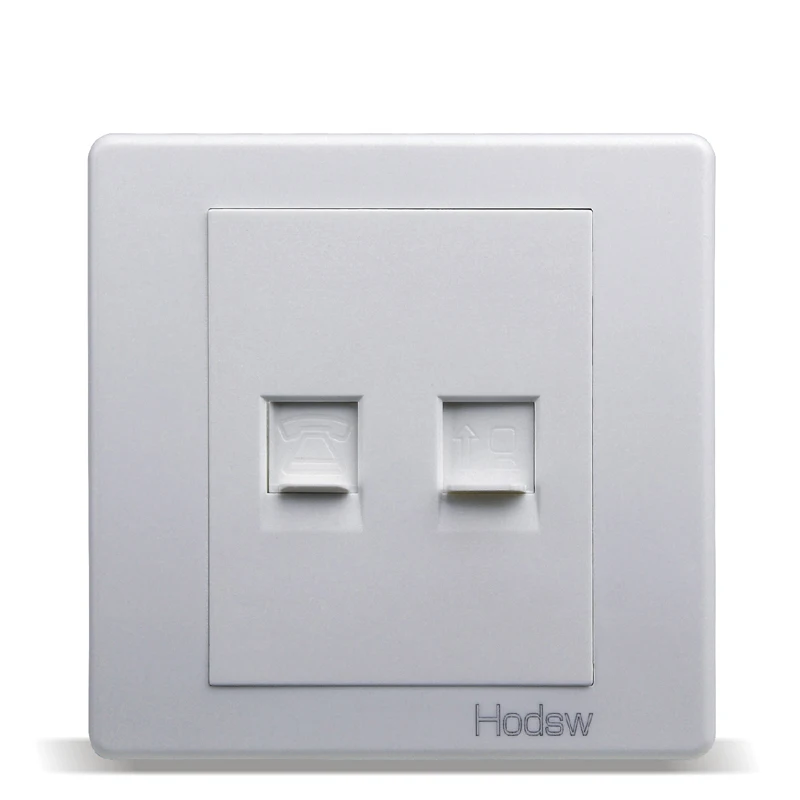 

Home Switch Power Panel, 86-Type Concealed White, Computer Telephone Socket Panel, PC 220V 10A