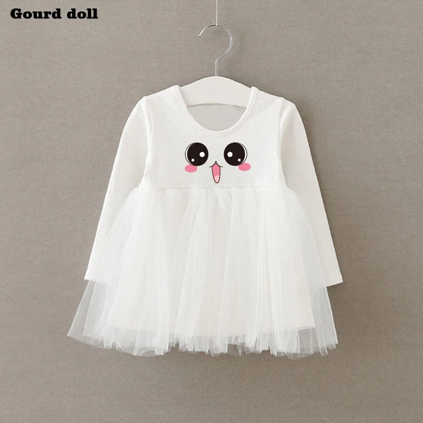 

Gourd doll New Print Baby Girls Dress Infant Party Dress For Toddler Girl 1 Year Brithday Baptism Clothes Double Formal Dresses