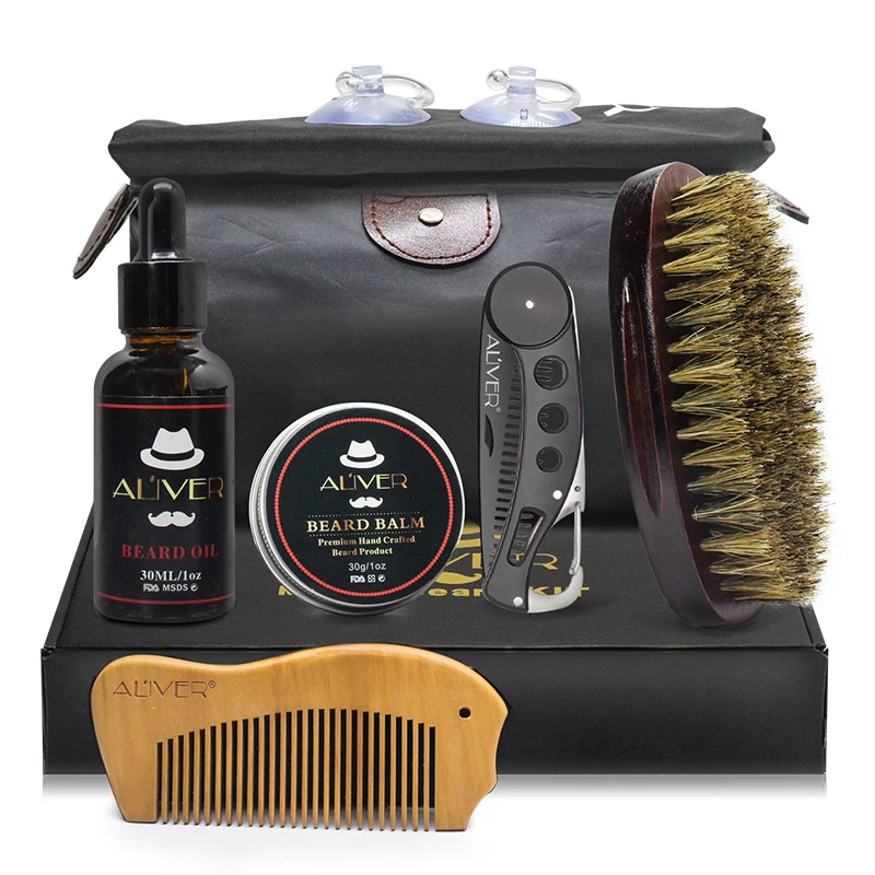 

Beard Grooming Trimming Gift Set with Apron for Men, Beard Care Kit,Beard Oil Mustache Beard Balm, Brush Comb and Travel bag