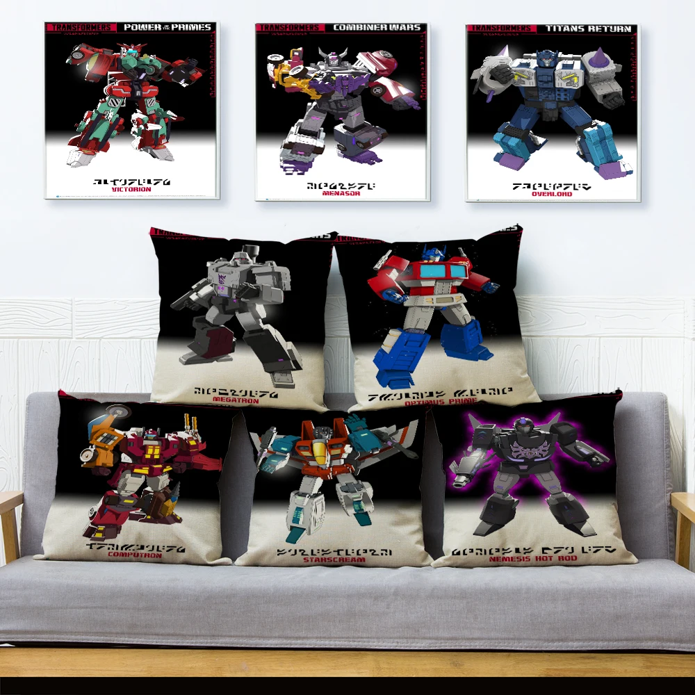 

Cartoon Transformation Print Pillow Cover Cushion Covers Throw Pillow Case Sofa Home Decor Robot Car Linen Pillowcase