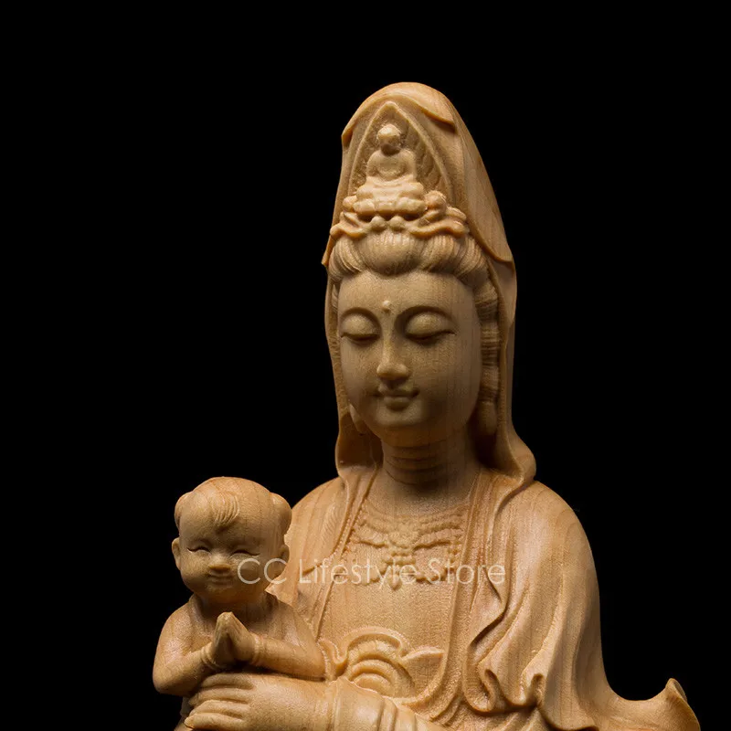 

Mahogany Wood Guanyin Buddha Statue, An Emblem of Exquisite Craft, Serene Beauty, Harmonious Feng Shui